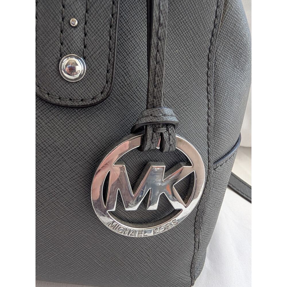 Michael Kors Reese Gray Saffiano Zip Satchel Top Handle Bag Crossbody Strap - Picture 4 of 14